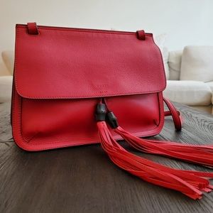 Gucci Bamboo Daily Tassel Flap Shoulder Bag.